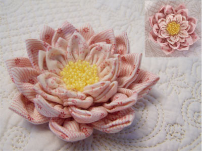 Waterlily Dreaming Brooch ~ Soft Pink for auction