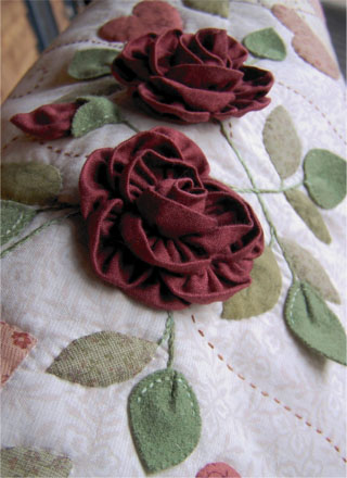 A close up As Roses Bloom Quilt ~ One Day In May Creations by Melissa Grant