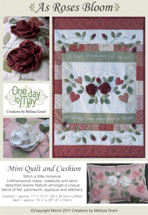 As Roses Bloom pattern cover One Day In May, Creations by Melissa Grant