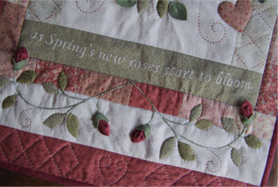 Script bottom - As Roses Bloom Quilt ~ One Day In May Creations by Melissa Grant