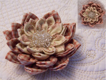 Waterlily Dreaming Brooch ~ Dusty Red for auction