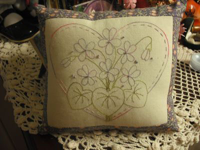 Sweet Violets as stitched by Jeanette