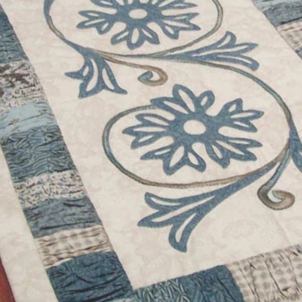 A Cornflower Gathering ~ Table Runner close up
