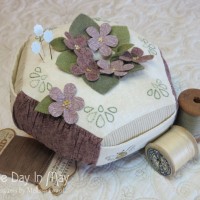 For the Love of Violets - hexagonal pincushion