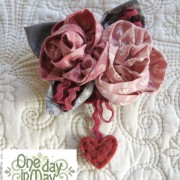 Sweet Roses Brooch ~ pink and grey