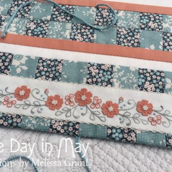 Petite Blooms Needlework Roll feature panel & braided ties