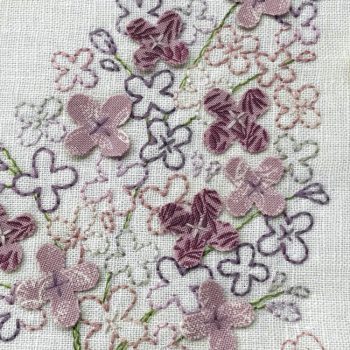 Sweet Lilacs - embroidered lilac with dimensional petals
